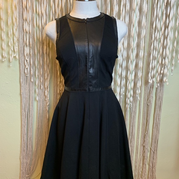 Rebecca Taylor Black Zip Front Dress Lamb Leather - Picture 4 of 8